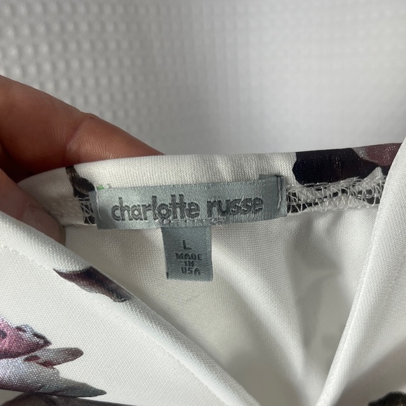 Charlotte Russe White and Black Floral Strapless Dress- size L - Picture 2 of 9